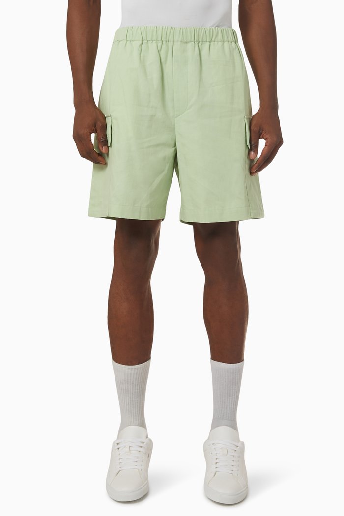 

Cargo Shorts in Organic Cotton Linen-blend, Green
