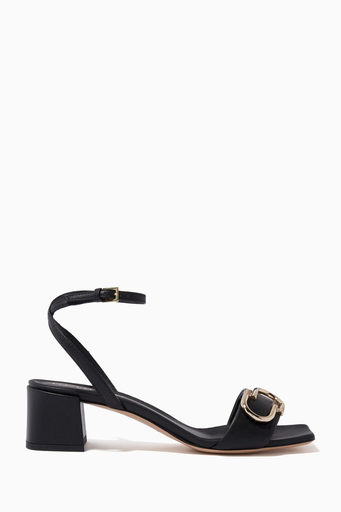

Logo Sandals in Leather, Black