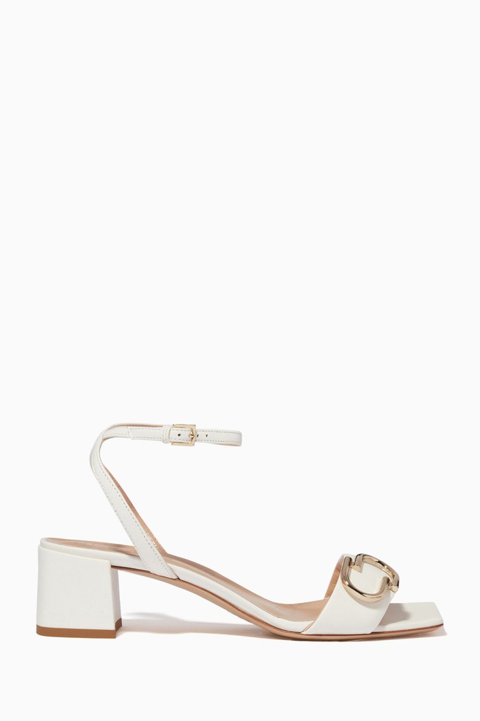 

Logo Sandals in Leather, White