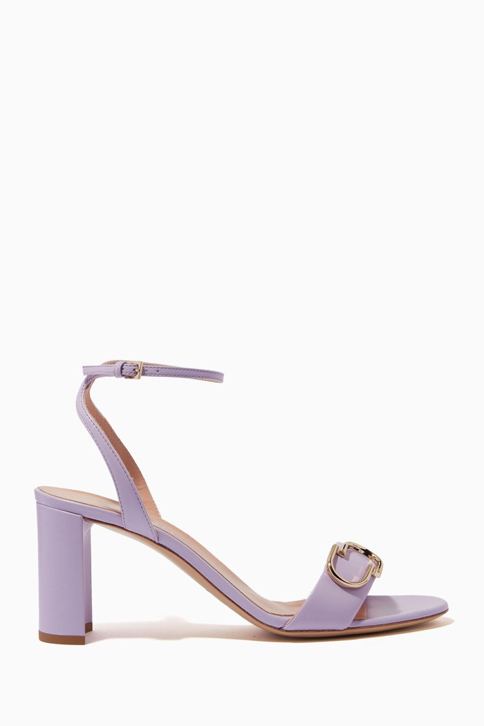 Logo Sandals in Leather, Purple