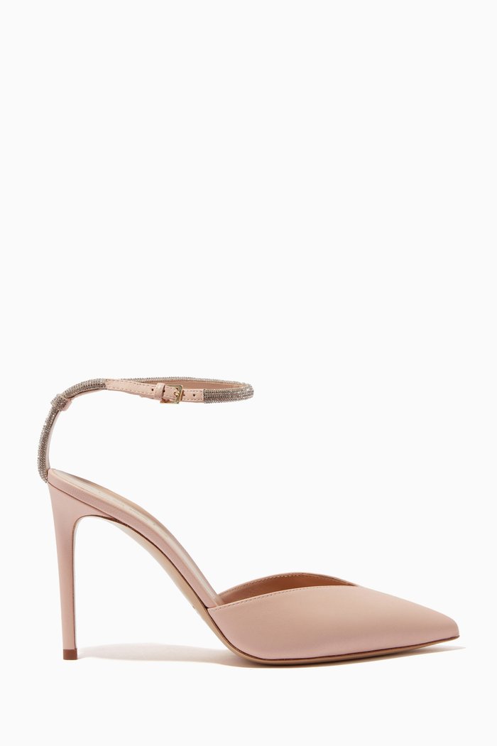 

Crystal Embellished Pumps in Leather, Neutral