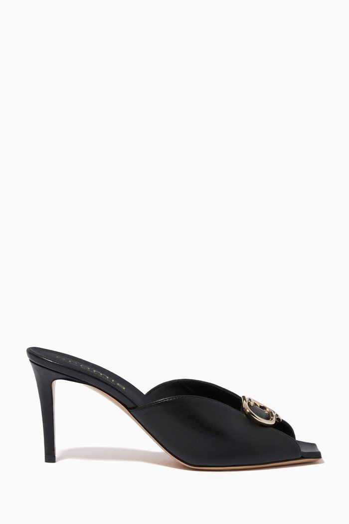 

Buckle Mules in Leather, Black