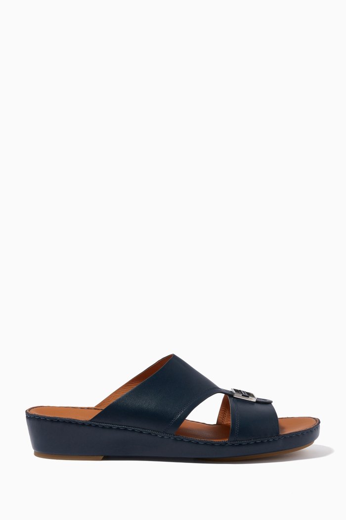 Slippers in Leather, Blue