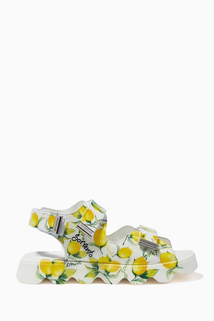Forte de Marmi Print Sandals in Leather, Yellow