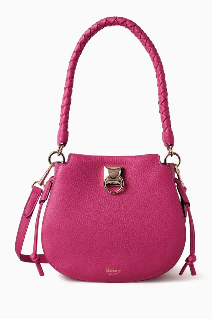 

Mini Iris Hobo Shoulder Bag in Heavy Grain Leather, Pink
