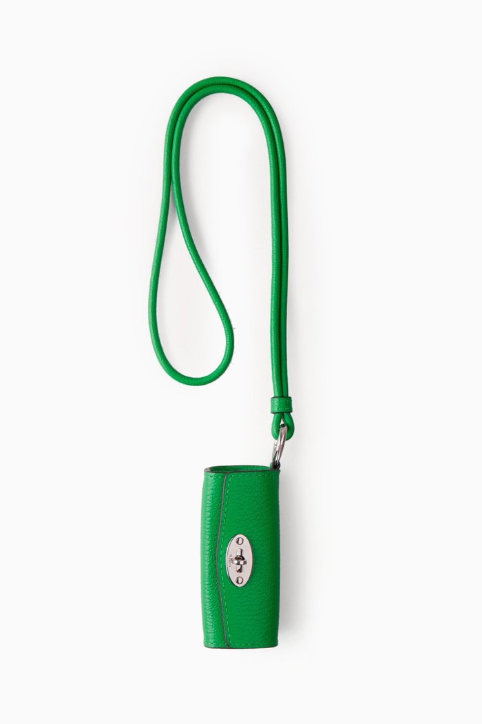 

Lipstick Case in Small Grain Leather, Green