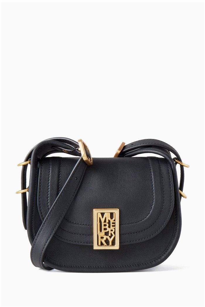 

Mini Sadie Satchel Bag in Silky Calf Leather, Black