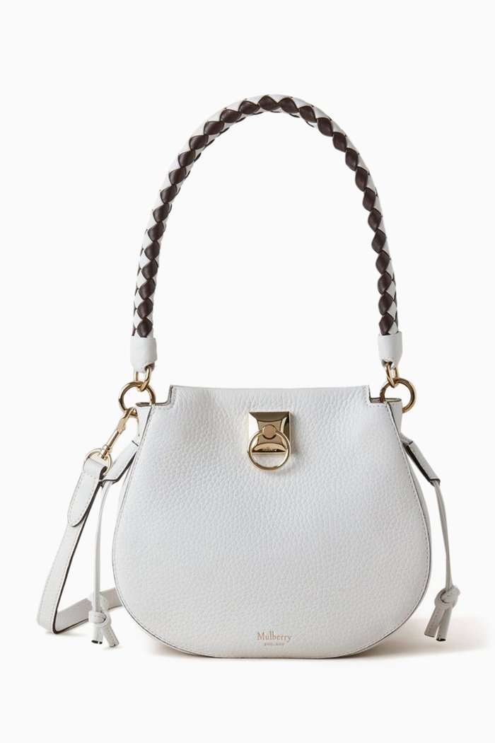 

Mini Iris Hobo Shoulder Bag in Heavy Grain Leather, White