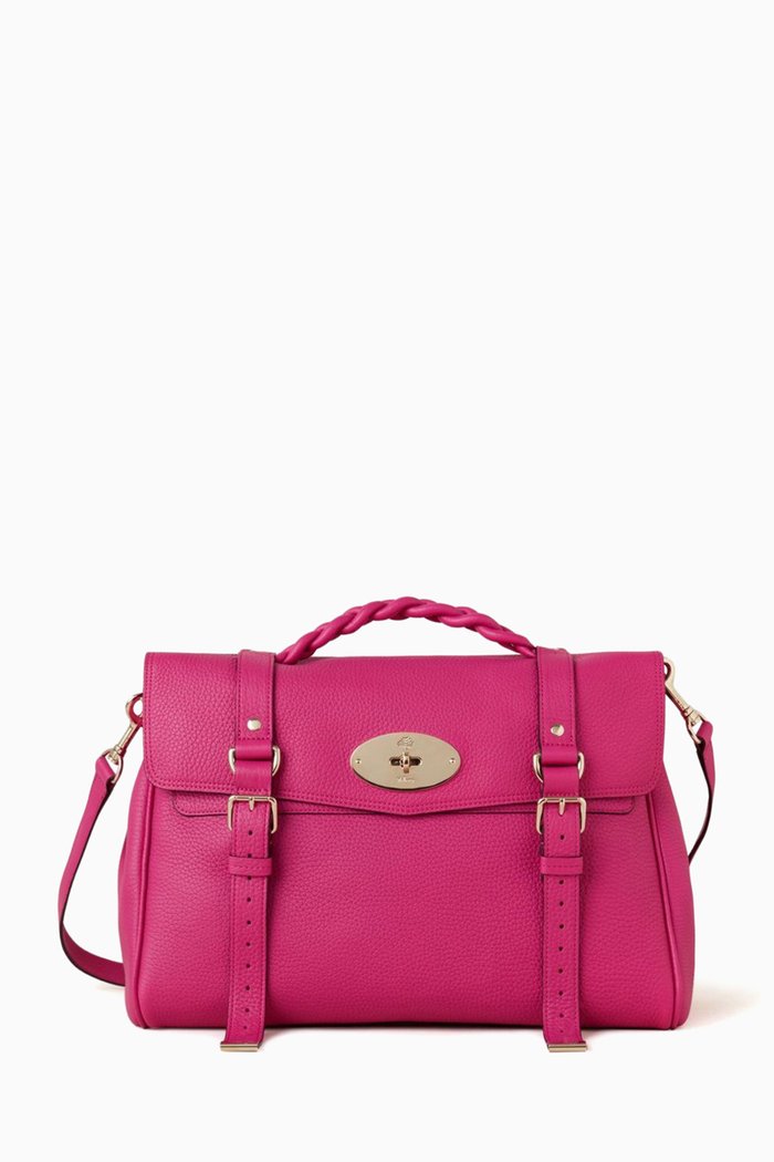 

Oversized Alexa Satchel Bag in Heavy Grain Leather, Pink