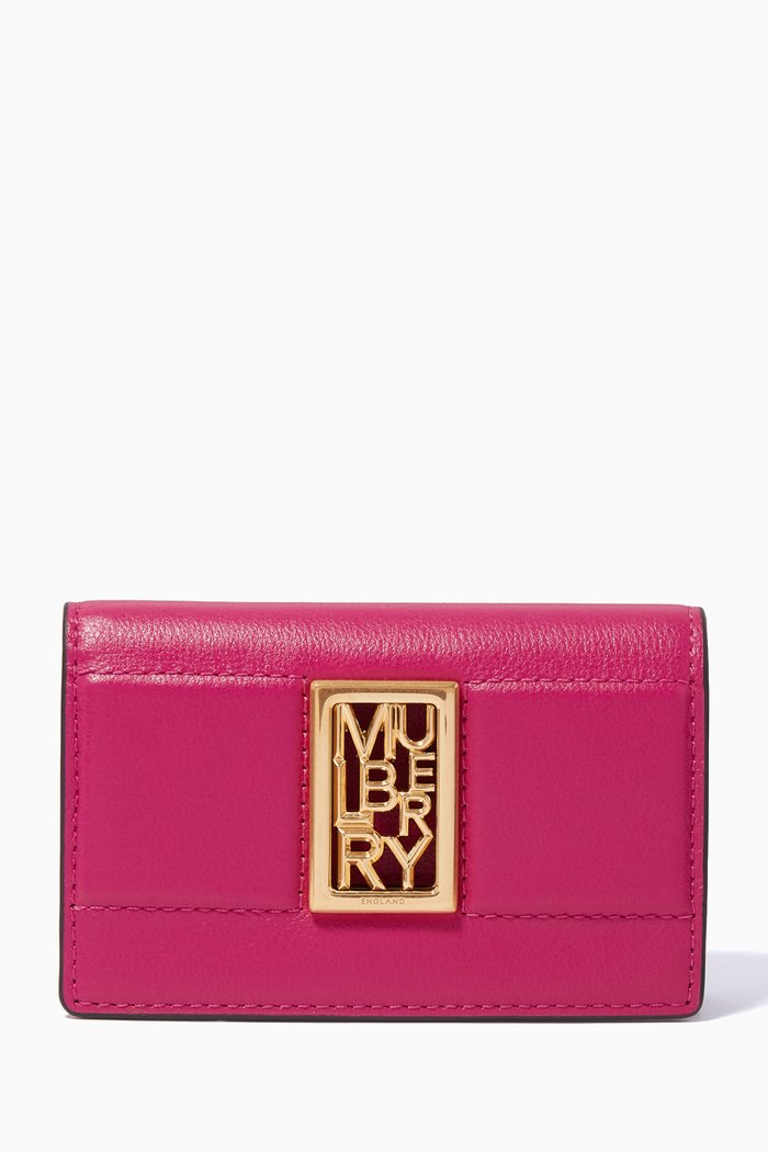 Sadie Card Wallet in Silky Calf Leather, Pink