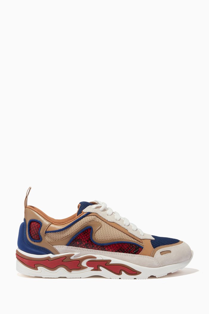 

Flame Trainers in Technical Fabric & Leather, Brown