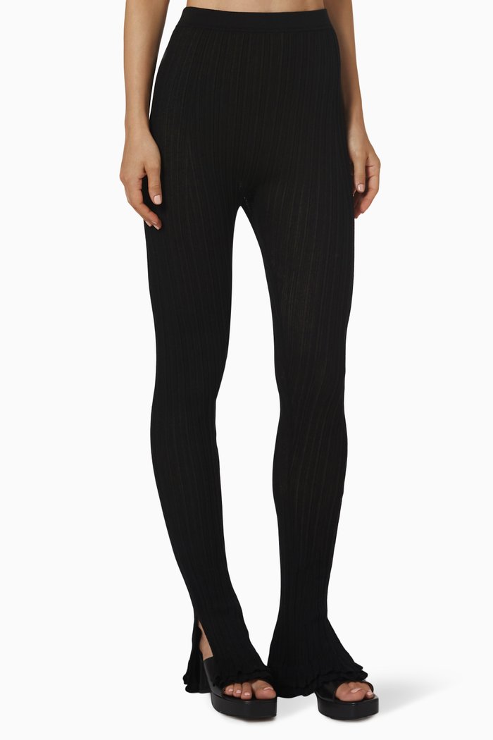 Flare Pants in Rib Knit, Black