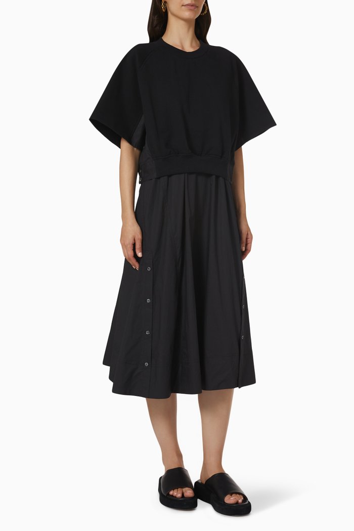 

Short Sleeve Dress in French Terry, Black