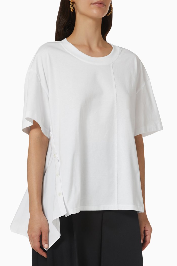 

Short Sleeve Draped Top, White