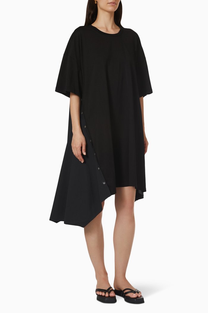 

Short Sleeve Draped T-shirt Dress, Black