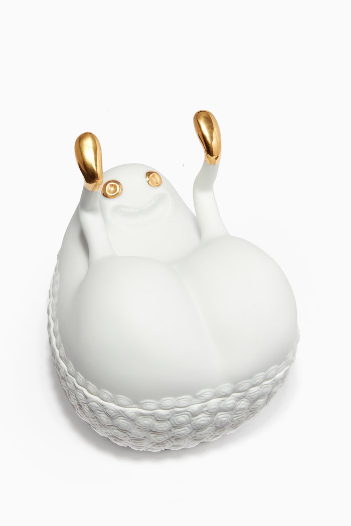 

Hass Butts Up Box in 24kt Gold-plated Porcelain, White