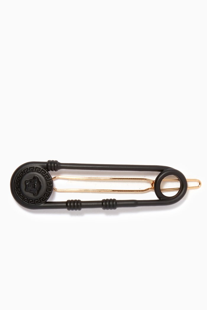 Safety Pin Hair Clip in Acrylic, Black