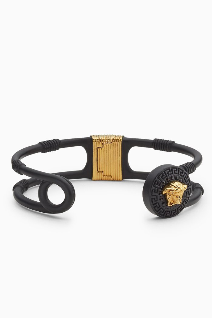 

Medusa Drench Safety Pin Cuff Bangle, Black