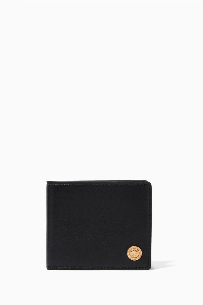 

Medusa Bi-fold Wallet in Leather, Black