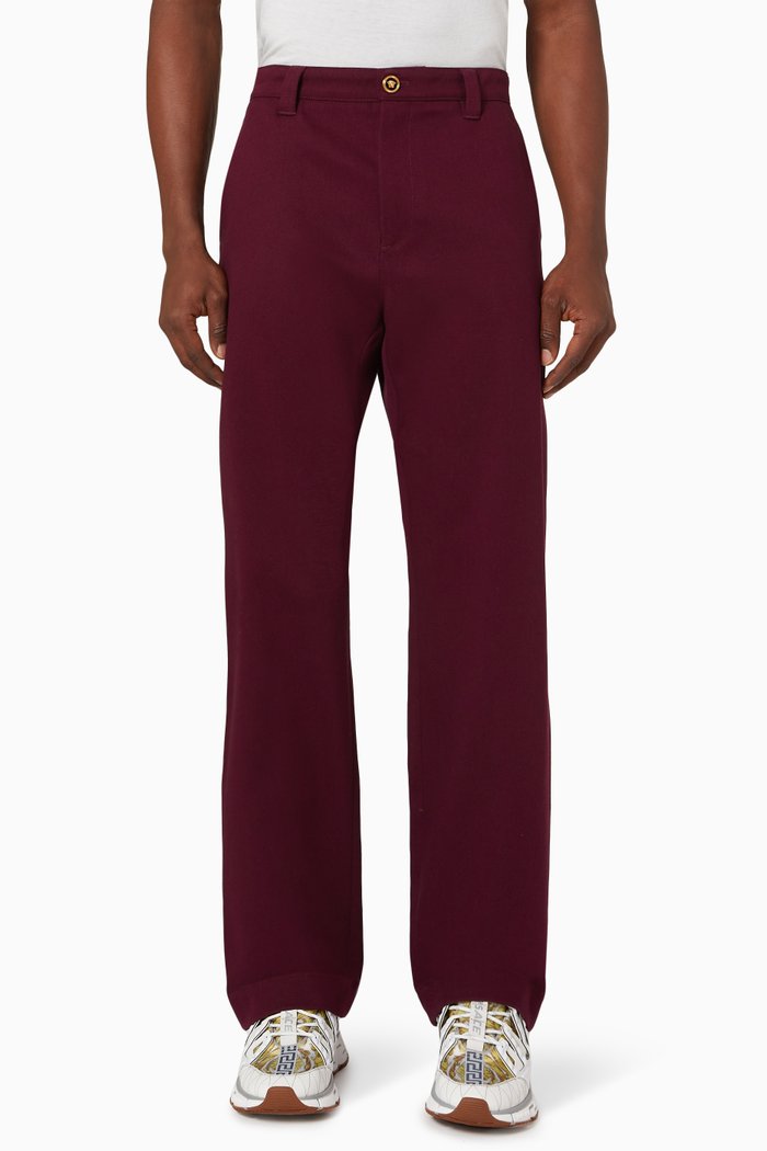 

Medusa Motif Pants in Cotton, Red