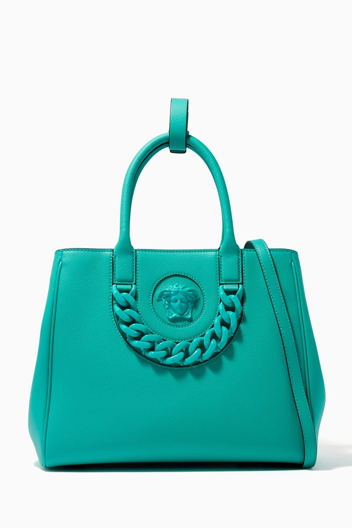 

La Medusa Medium Tote Bag in Calf Leather, Blue