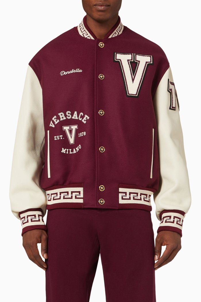

Varsity Jacket in Wool Blend, Red