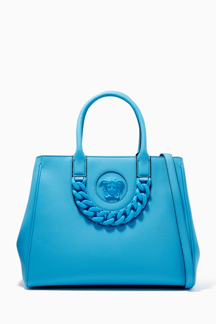 

La Medusa Medium Tote Bag in Leather, Blue