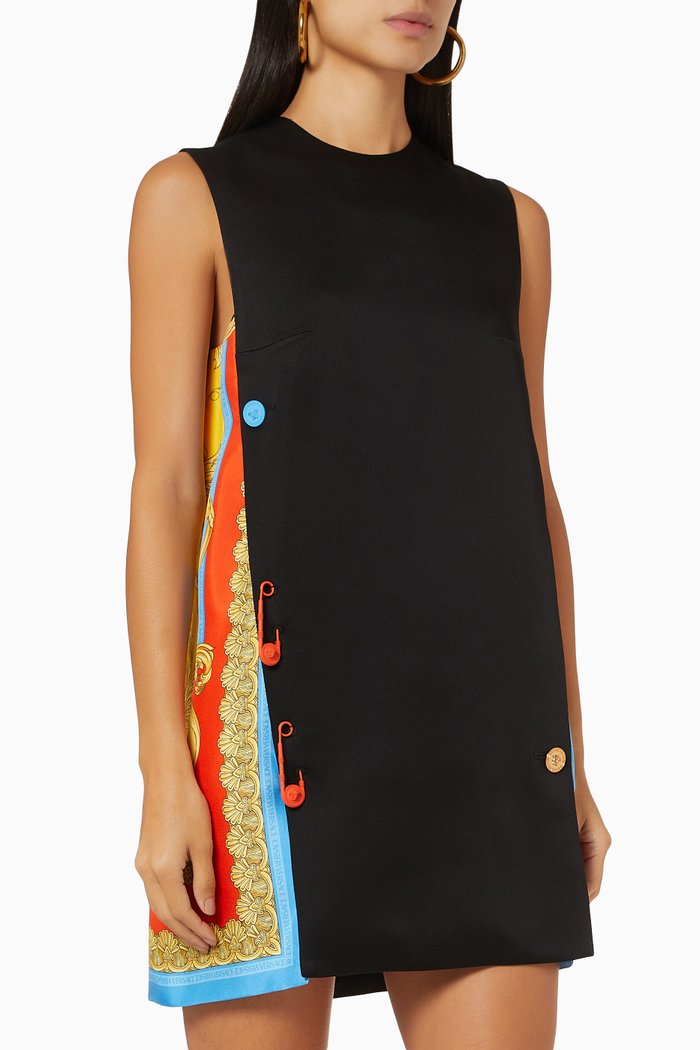 

Barocco Goddess Slash Mini Dress, Black