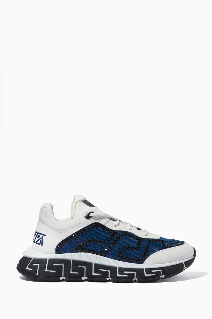 

Trigreca Embellished Sneakers in Textile & Leather, Multicolour