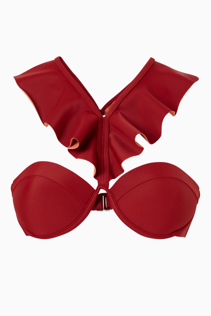 

Kiara Bikini Top in Stretch Matte Nylon, Red