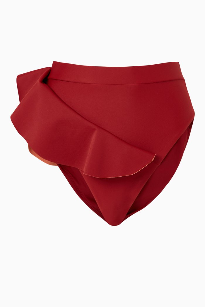 

Kiara High-waist Bikini Bottom in Stretch Matte Nylon, Red