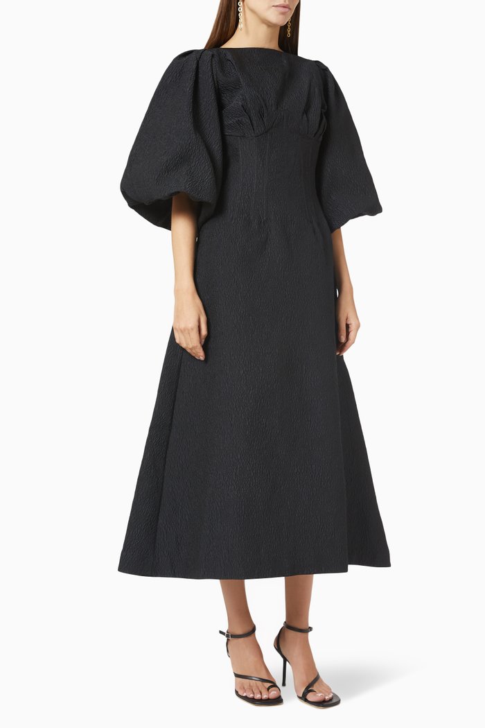 

Emiko Dress in Textured Crepe, Black
