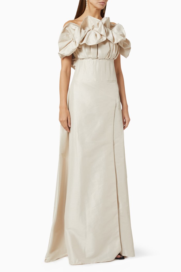 

Frieda Gown in Satin Crepe, Silver