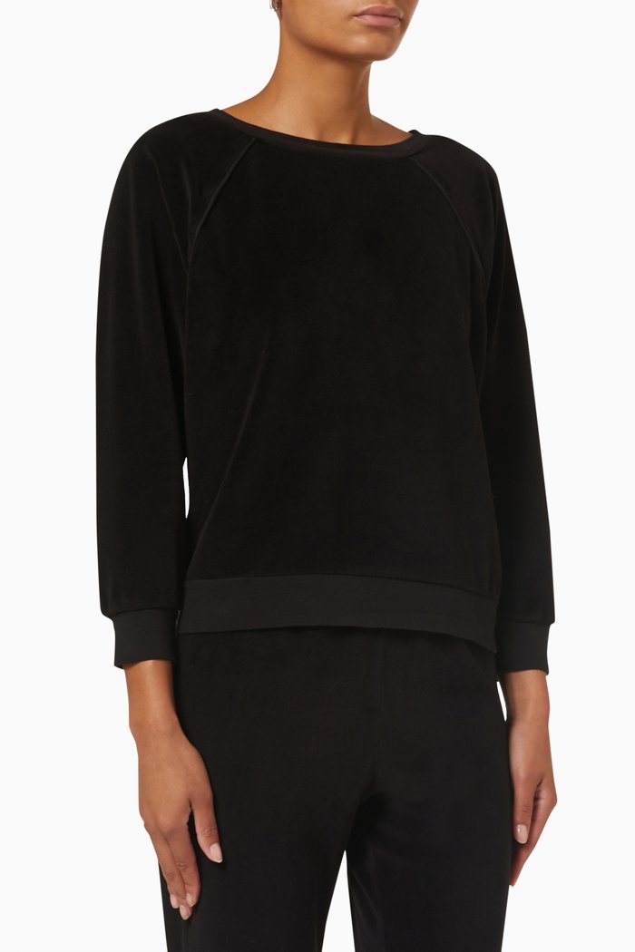 

Saba Raglan Top in Velour, Black