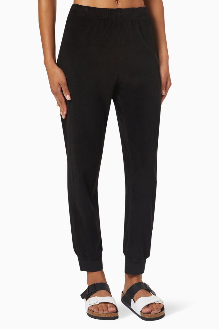 

Tinos Slim Track Pants in Velour, Black