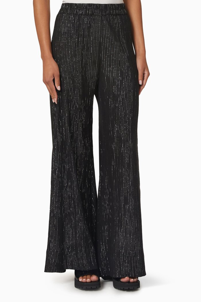 

Elira Palazzo Pants in Lurex Gauze, Black