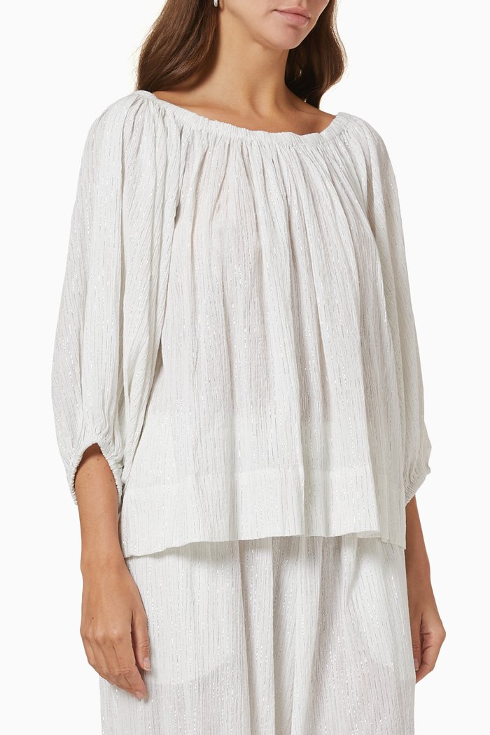 

Rhea Top in Lurex Gauze, White