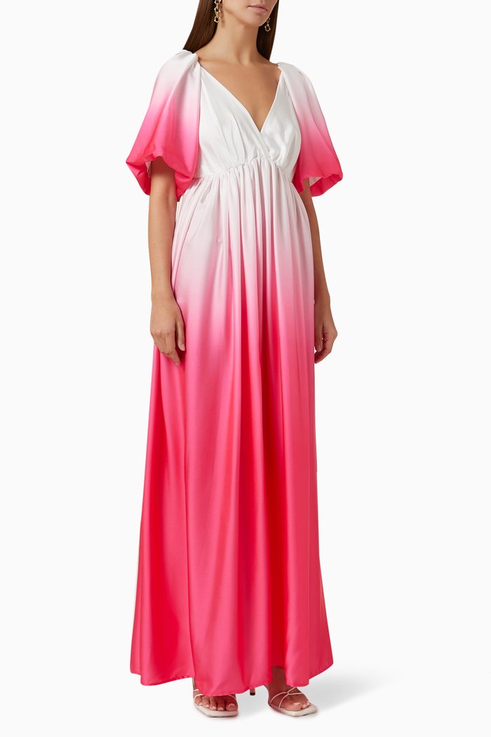 

Sofia Maxi Dress in Ombre Crepe, Red