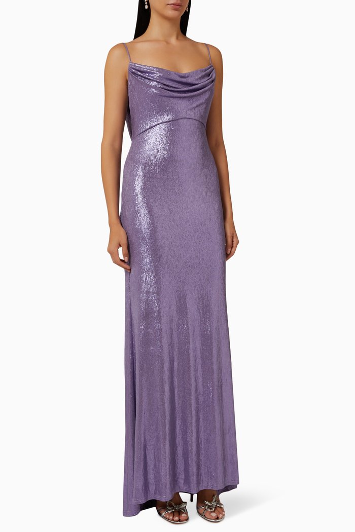 

Ara Metallic Gown in Jersey Lamè, Purple