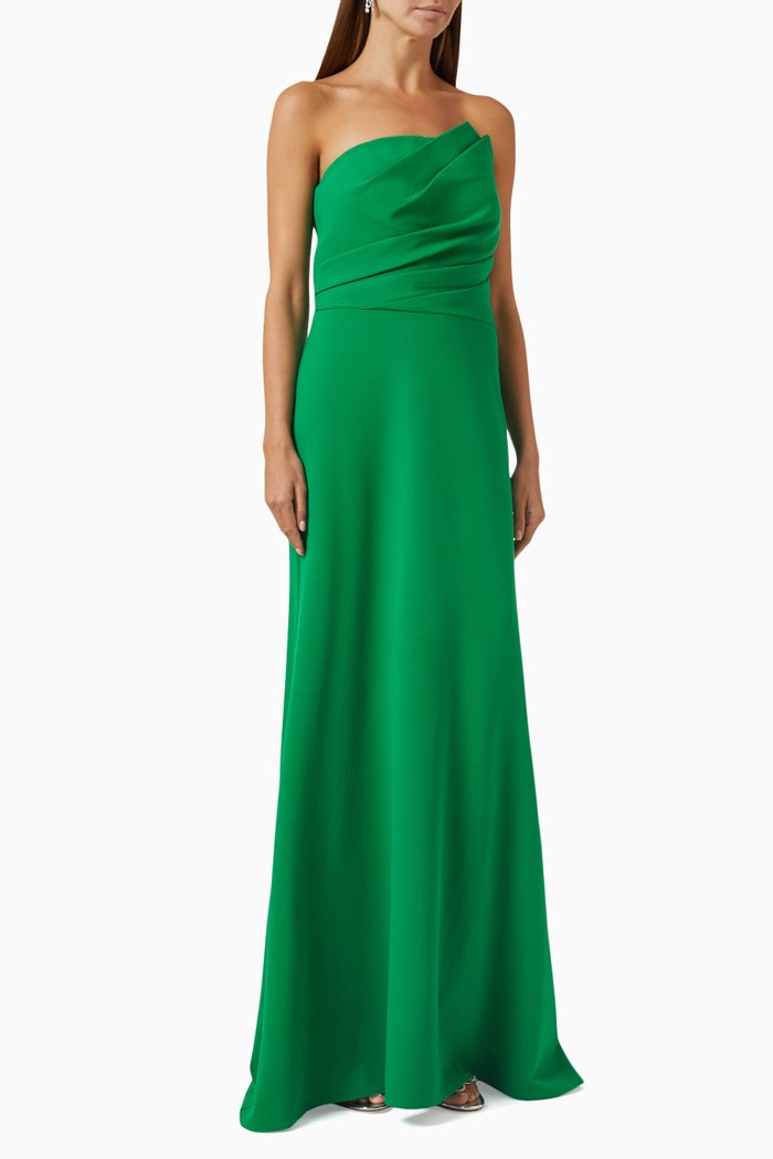 

Grove Strapless Gown in Crepe, Green