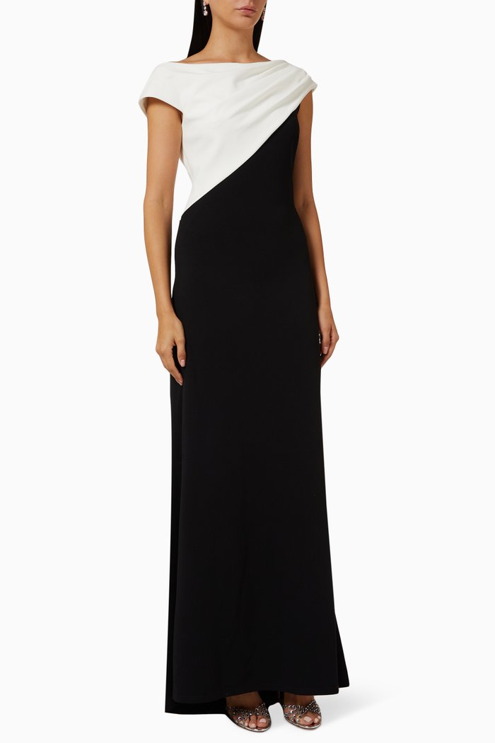 

Arbor Angled Two-Tone Gown in Crepe, White
