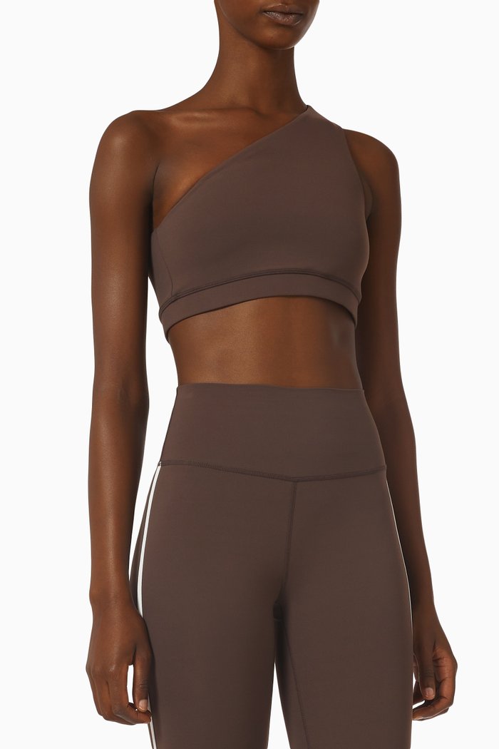 Airweight Asymmetric Sports Bra in Stretch-nylon, Brown