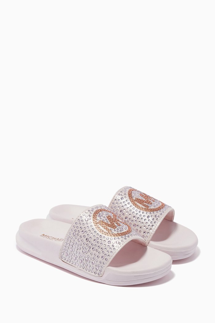 

Jett Charm Crystal Slides, Pink