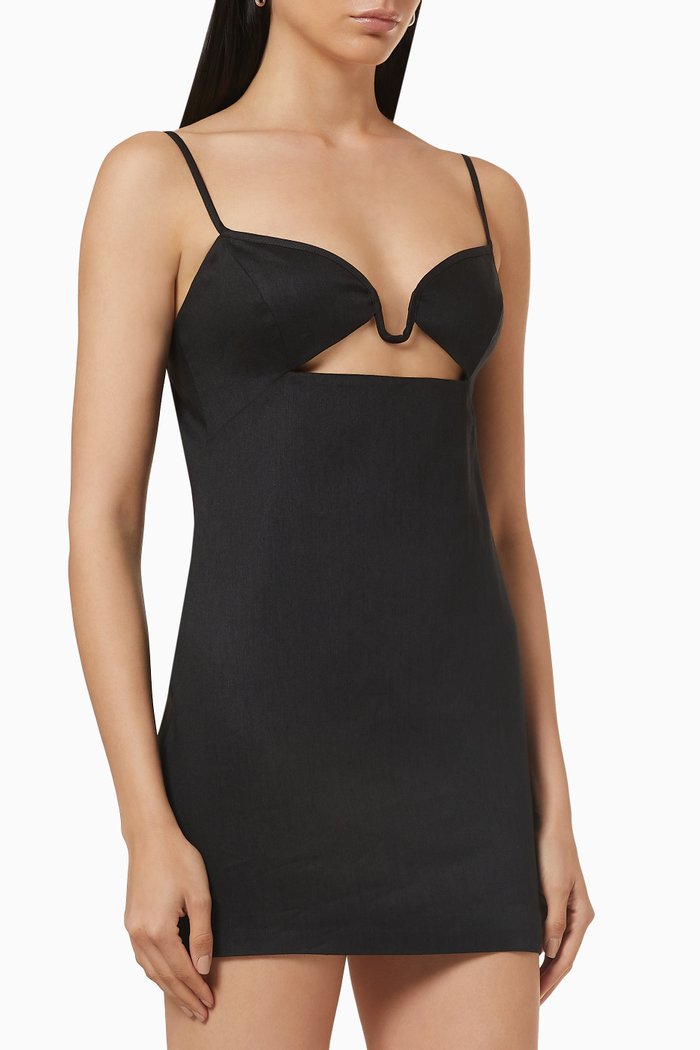 

Chaleg Dress in Linen, Black