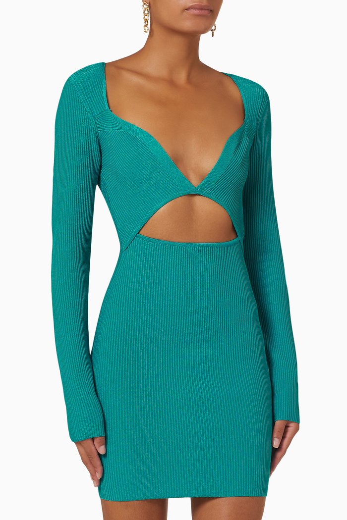 

Otero Mini Dress in Ribbed Viscose Blend, Blue