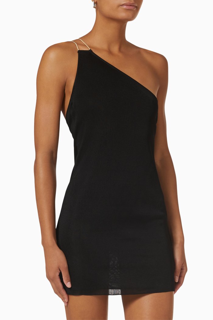 Sefrou One-shoulder Mini Dress, Black