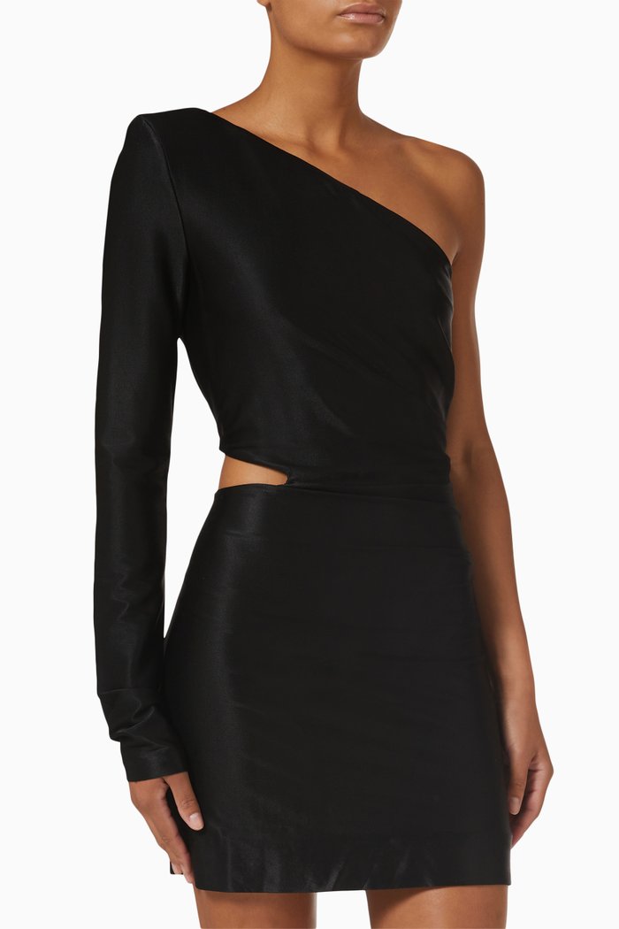 

Namoul One-shoulder Mini Dress, Black