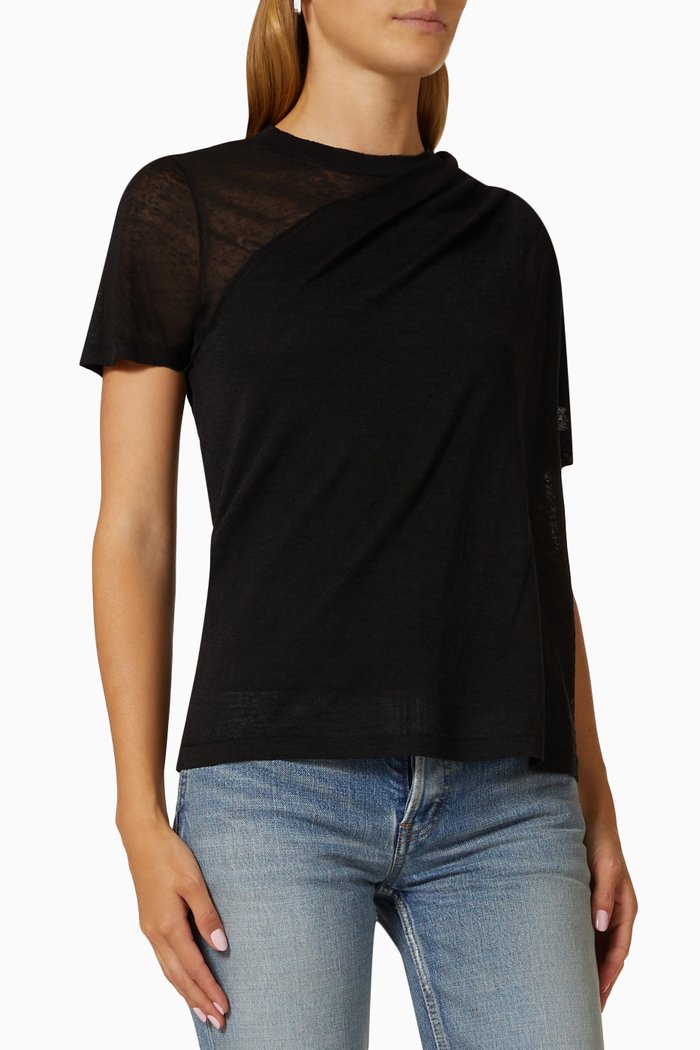 

Deva Draped Top in Linen-jersey, Black