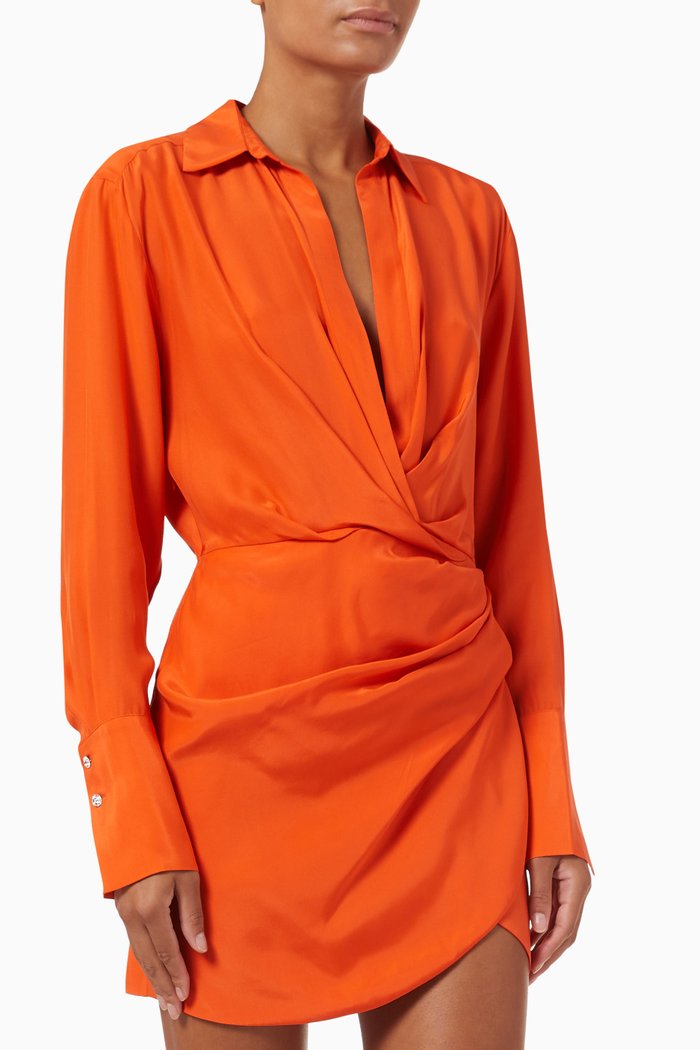 

Naha Mini Dress in Silk, Orange