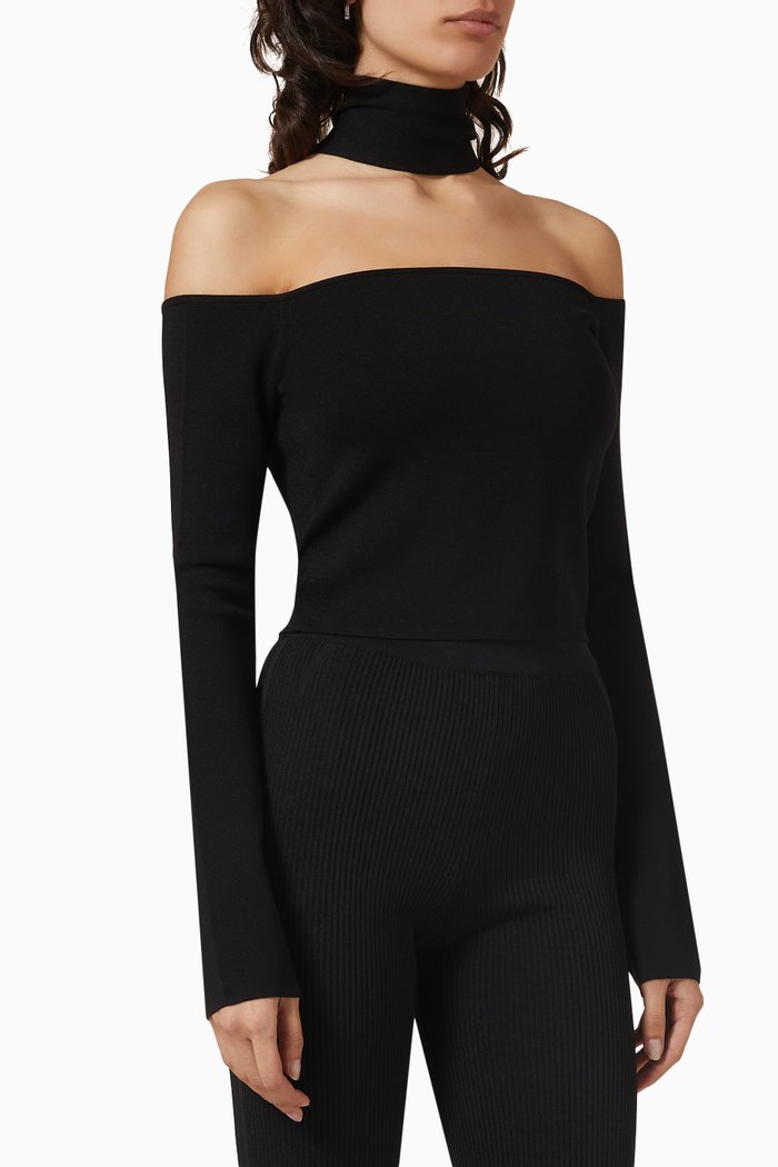 

Molins Cut-out Top in Rayon Knit, Black